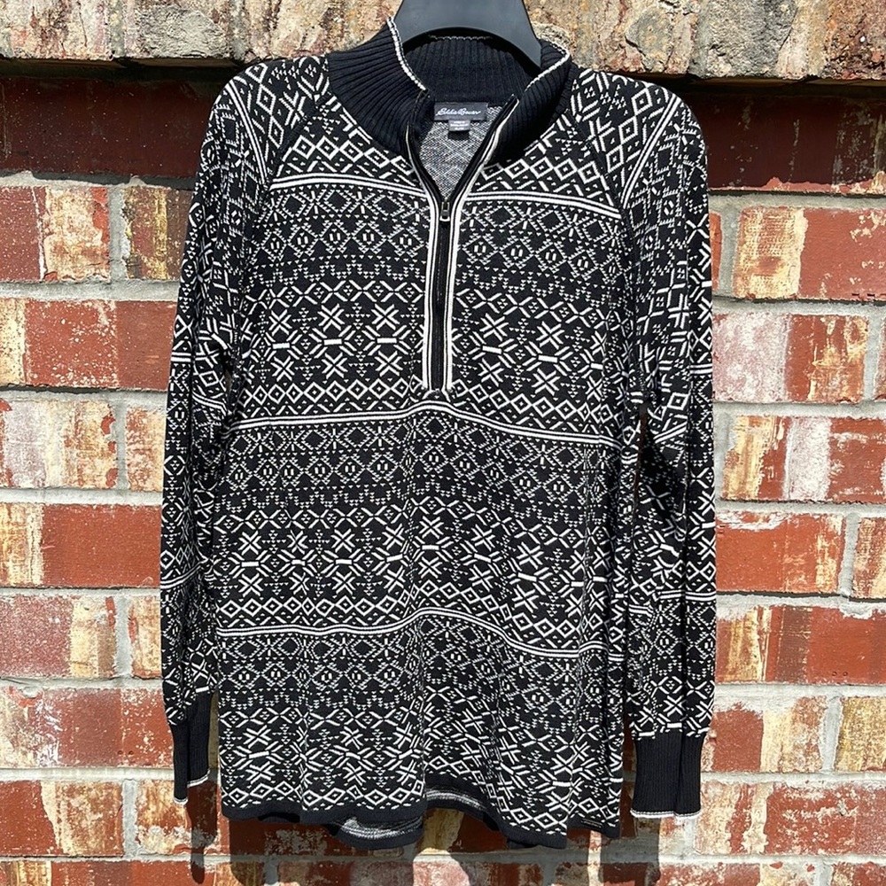 Patterned Zipper Sweater
